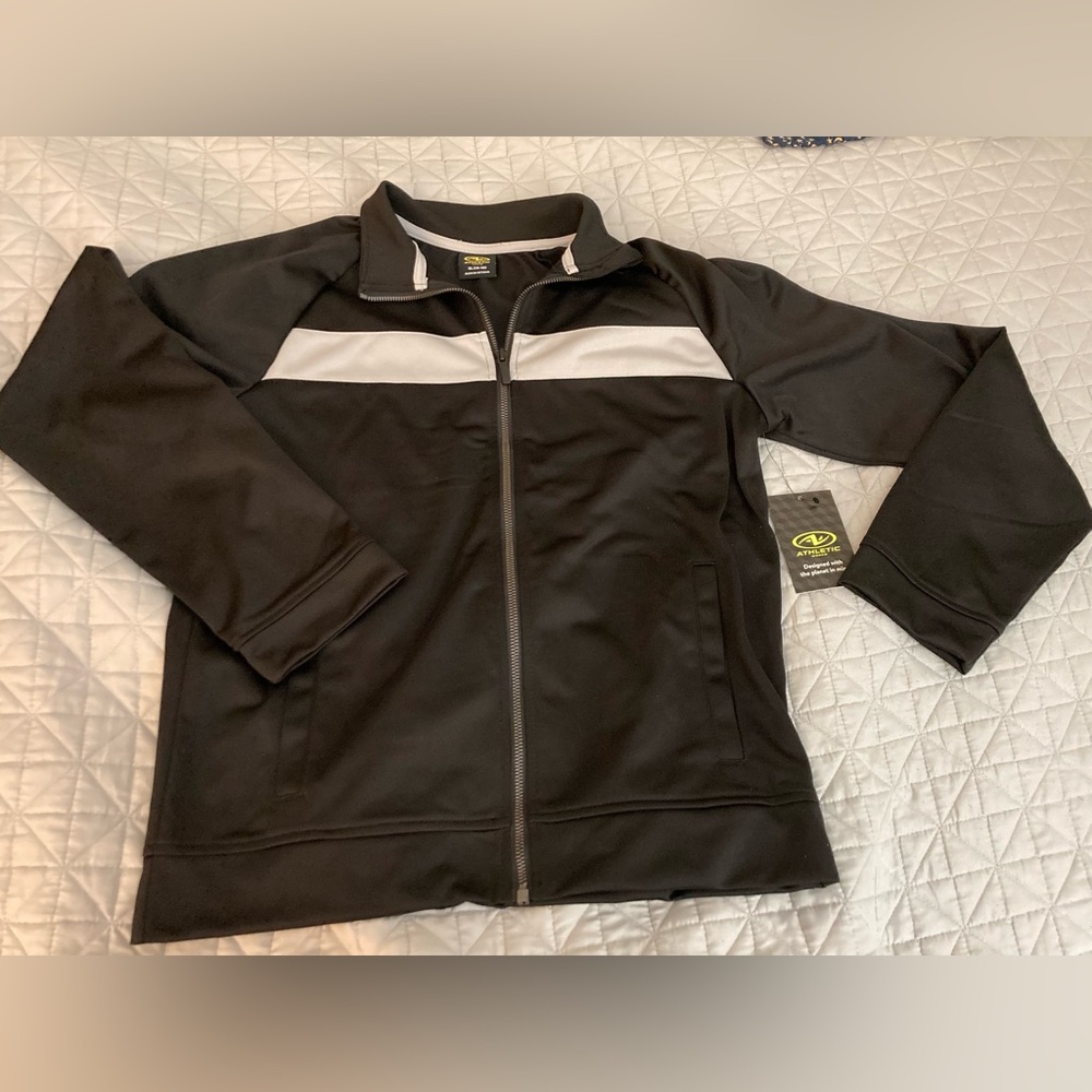ATHLETIC WORKS Track Jacket Boys Size XL (14-16) NEW Recycled Polyester Black!